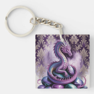 Porte-clés Dragon gothique mystique pourpre