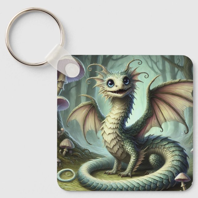 Porte-clés Dragon Jabberwocky Cute Imaginaire Créature Art (Recto)