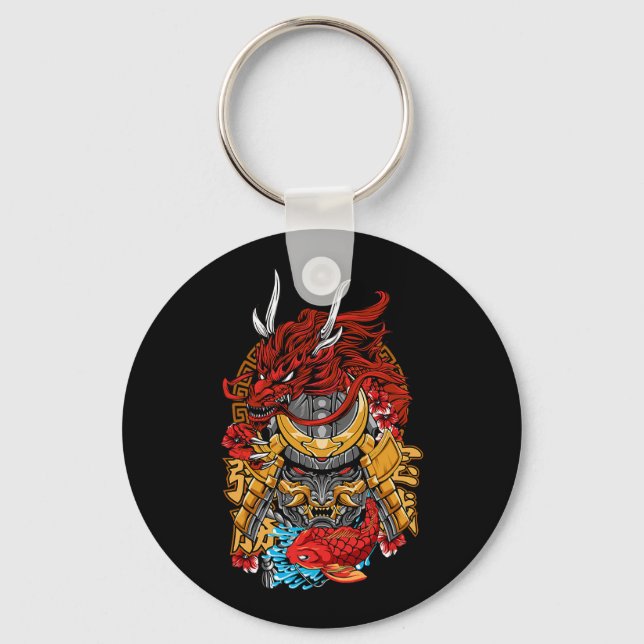Porte-clés Dragon japonais Cyberpunk Samurai Koi Fish Aesthet (Recto)