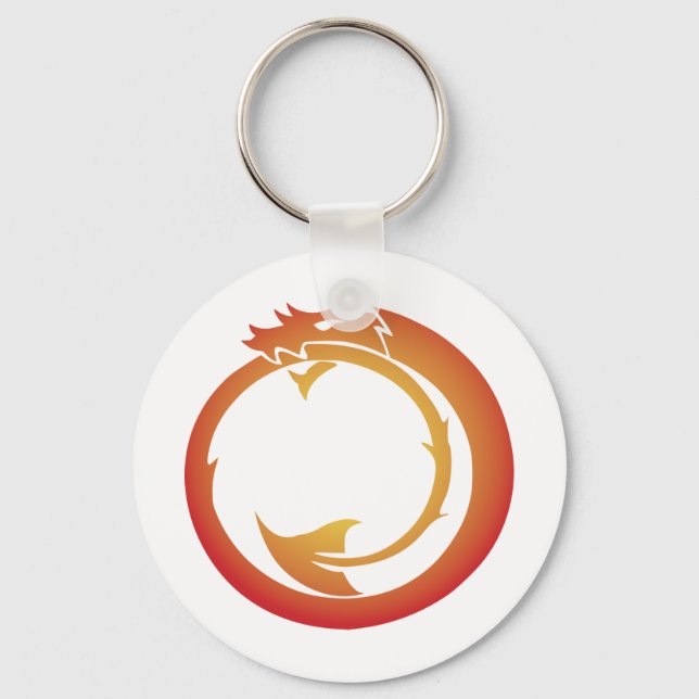 Porte-clés Dragon orange jaune Ouroboros (Recto)