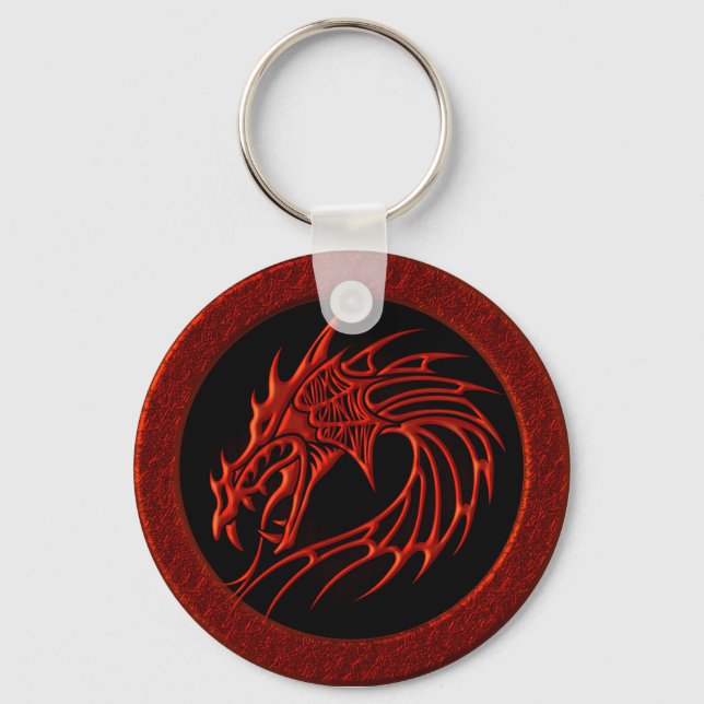 PORTE-CLÉS DRAGON TRIBAL ROUGE (Recto)
