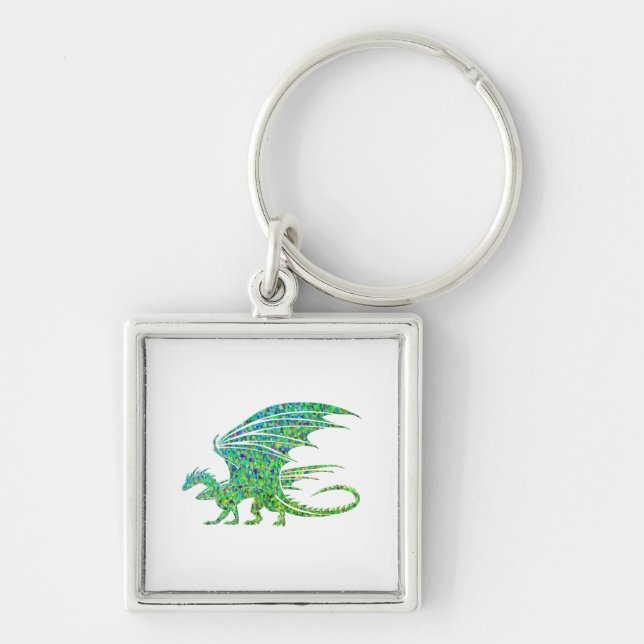 Porte-clés Dragon vert de mosaïque Extraordinaire (Devant)