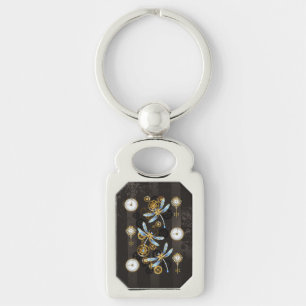 Porte-clés Dragonflies de Steampunk sur arrière - plan rayé b