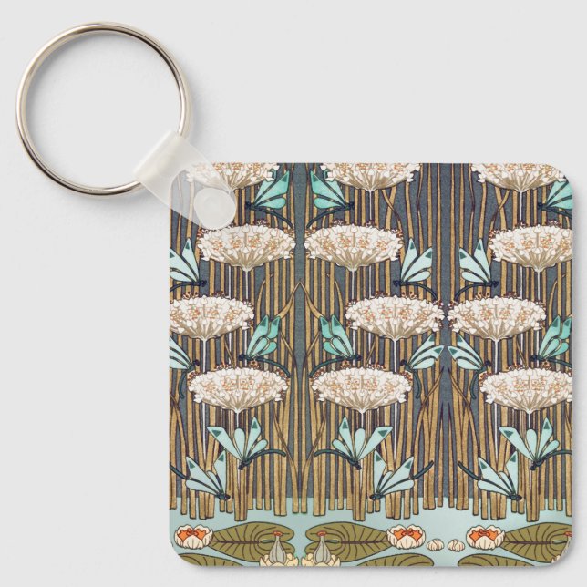 Porte-clés Dragonflies Water Lilies Marais Art Nouveau (Recto)