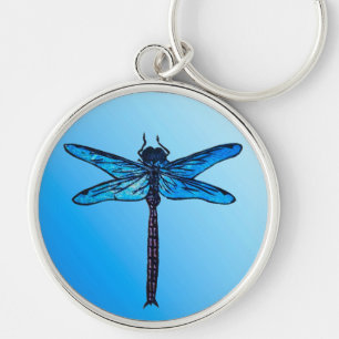 Porte-clés Dragonfly japonaise vintage, bleu saphir