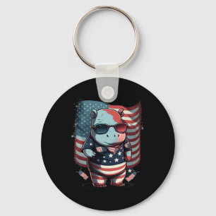 Porte-clés Drapeau 4 juillet Patriotique Hippo Us