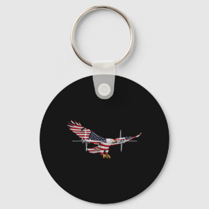 Porte-clés Drapeau Américain Aigle chauve USA 4 juillet Patri