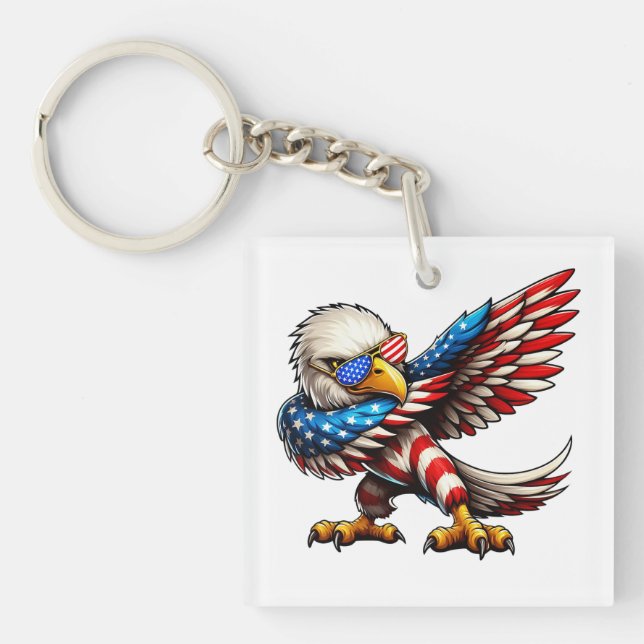 Porte-clés Drapeau américain Bald Eagle 4 juillet patriotique (Devant)