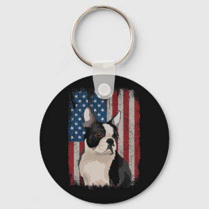 Porte-clés Drapeau américain Boston Terrier 4 juillet patriot
