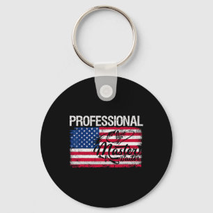 Porte-clés Drapeau Américain Drôle Pêche Rétro Mas Profession