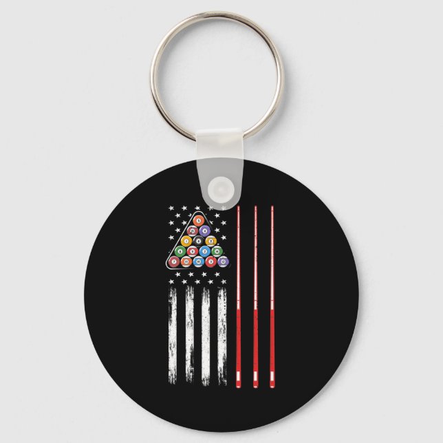 Porte-clés Drapeau américain du joueur de pool (Recto)