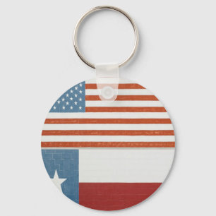 Porte-clés Drapeau américain et texan USA Rouge Blanc et Bleu
