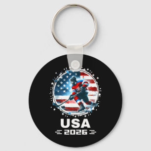 Porte-clés Drapeau américain Hockey Usa 2026 Femmes Hommes En