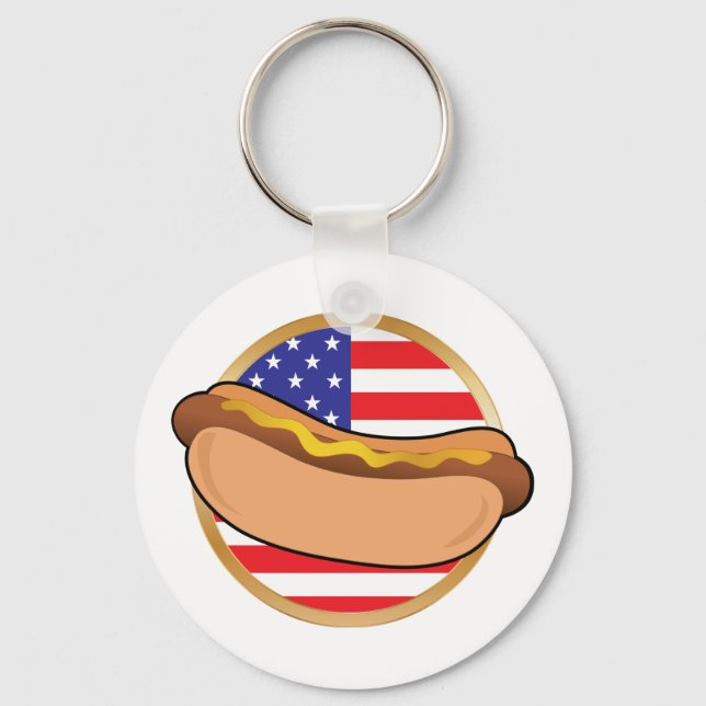 Porte-clés Drapeau américain Hot Dog (Recto)