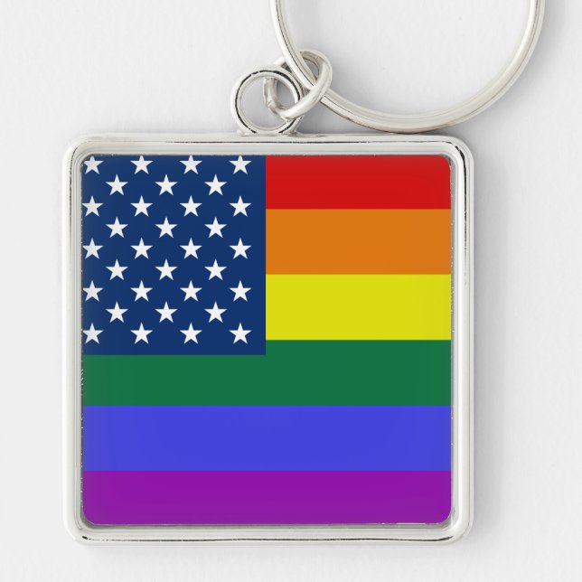Porte-clés Drapeau américain LGBT Pride avec étoiles (Devant)