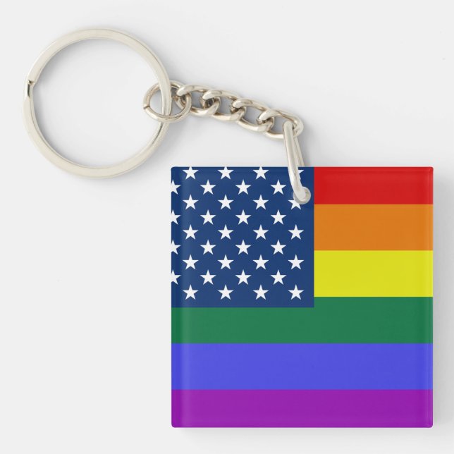 Porte-clés Drapeau américain LGBT Pride avec étoiles (Devant)
