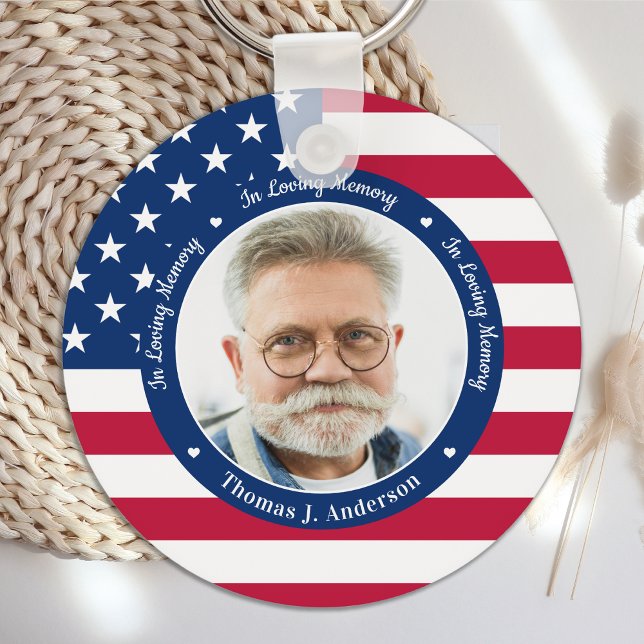 Porte-clés Drapeau américain Patriotique Memorial Personnalis (Créateur téléchargé)