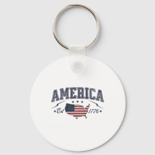 Porte-clés Drapeau américain patriotique Usa Est 1776 4 juill