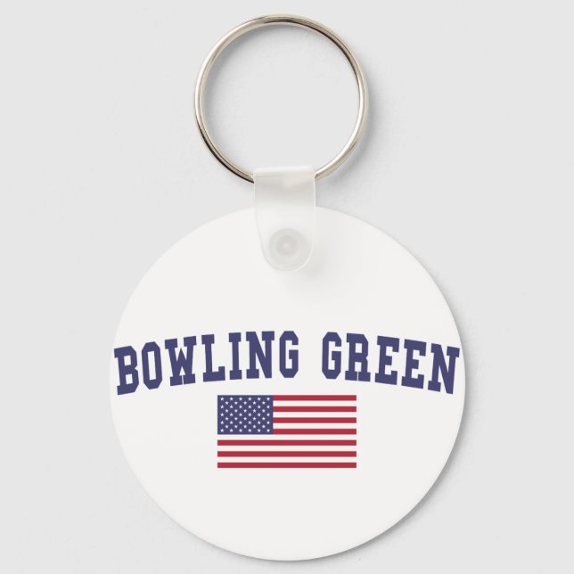 Porte-clés Drapeau américain vert Bowling (Recto)