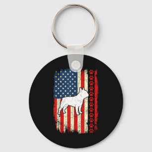 Porte-clés Drapeau américain vintage bouledogue français patr