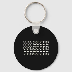 Porte-clés Drapeau Américain Vintage Dachshund Papa Patriotiq