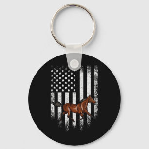 Porte-clés Drapeau américain vintage Horse Horseb