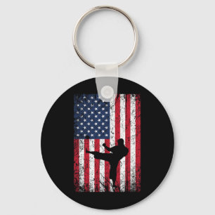 Porte-clés Drapeau américain vintage Karate 4 juillet Marti