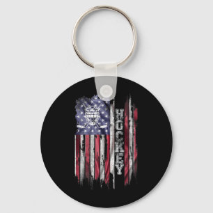 Porte-clés Drapeau américain vintage silhouette de joueur de 