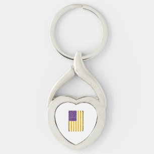 Porte-clés Drapeau américain violet et or en détresse Vecteur