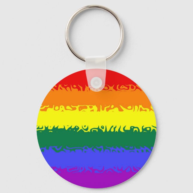 Porte-clés Drapeau arc-en-ciel flou (Recto)