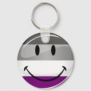 Porte-clés Drapeau asexuel rond heureux