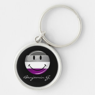Porte-clés Drapeau asexuel rond heureux