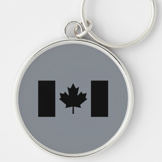 Porte-clés Drapeau canadien élégant en noir (Devant)
