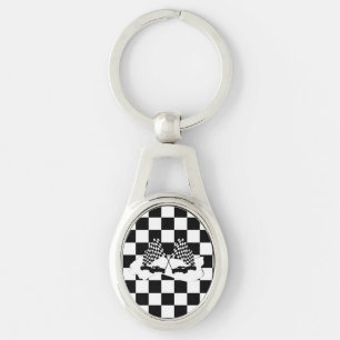 Porte-clés Drapeau Checker et voitures de course