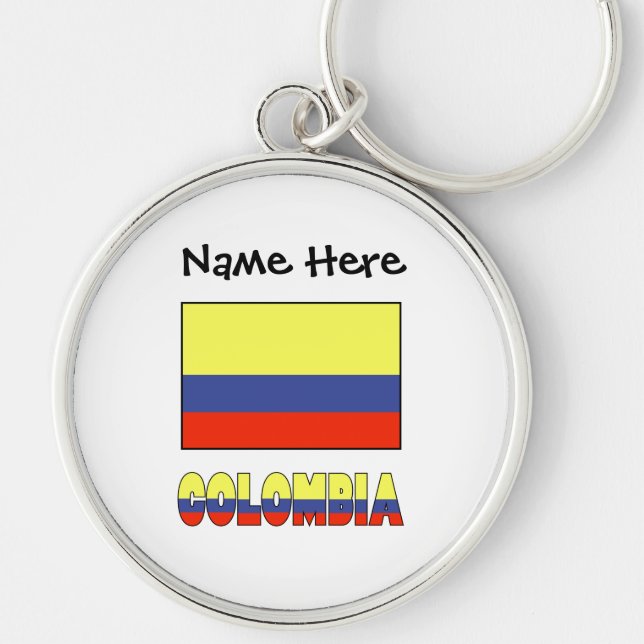 Porte-clés Drapeau colombien et colombien avec votre nom (Devant)