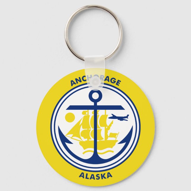 Porte-clés Drapeau d'Anchorage, Porte - clé de l'Alaska (Recto)