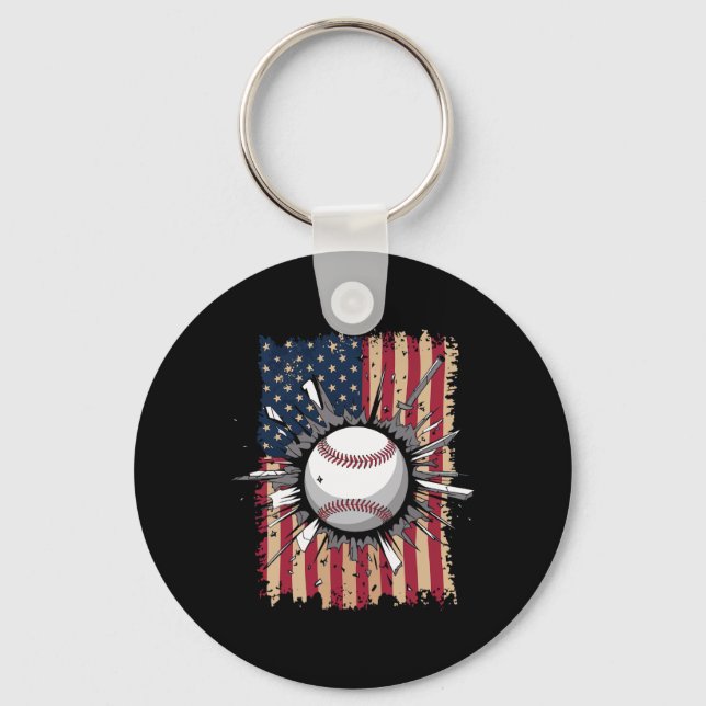 Porte-clés Drapeau de baseball Us (Recto)