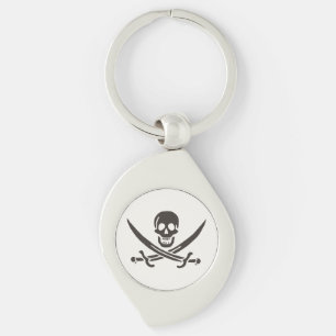 Porte-clés Drapeau de crâne obsidien Drapeau de pirate Calico