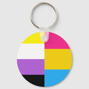 Porte-clés Drapeau de fierté pansexuelle non binaire double
