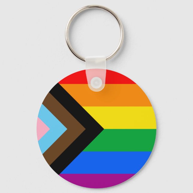 Porte-clés Drapeau de fierté progressiste LGBTQ+ (Recto)