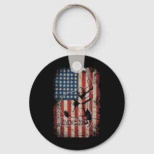 Porte-clés Drapeau de hockey patriotique Usa américain pour l