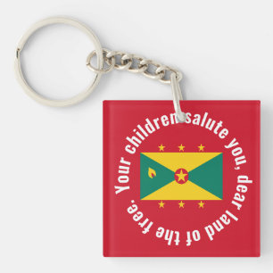 Porte-clés Drapeau de la Guyane Hymne national Rouge Vert Jau
