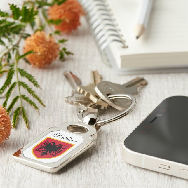 Porte-clés Drapeau de l'Albanie (Côté )