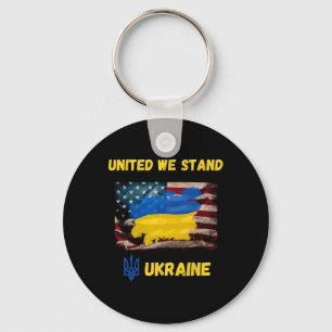Porte-clés Drapeau de l'amitié américano-ukrainienne Unis nou