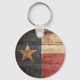 Porte-clés Drapeau de l'État du Texas sur le vieux grain de b