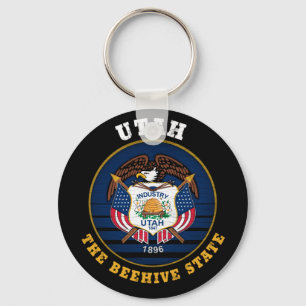 PORTE-CLÉS DRAPEAU DE L'ÉTAT D'UTAH BEEHIVE