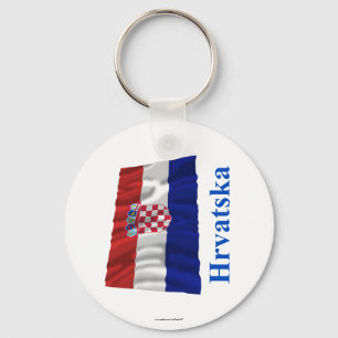 Porte-clés Drapeau de ondulation de la Croatie avec le nom