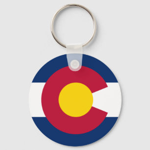 Porte-clés Drapeau de rouge bleu et d'or du Colorado