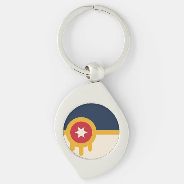 Porte-clés Drapeau de Tulsa, Oklahoma (Devant)