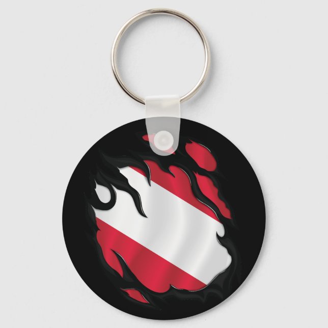 Porte-clés Drapeau déchiré d'Autriche (Recto)
